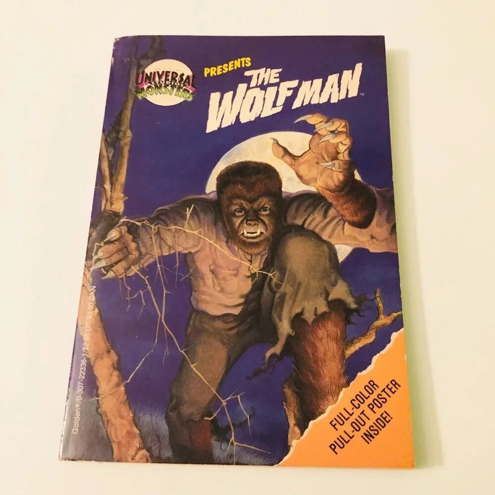 Vintage 1992 Universal Studios Monsters Presents The Wolf Man Book with Poster